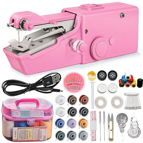 WDEC Tragbare Mini-Nähmaschine, Batterie-Nähmaschine, Batterie, USB-Schnittstelle Nähmaschine, Elektrische Manuelle Nähmaschine, Geeignet für Kleidung, Futterstoffe, DIY-Produktion von Artikeln
