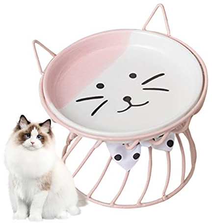 Cat Food Bowl Ceramic Cat Bowl with Stand Cute Cat Raised Feeding Plate Elevated Pet Bowl for Cat Dog Feeder Bowl Decorative Bowls