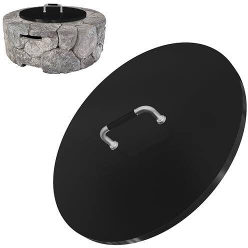 Housse Ronde Universelle en métal de 71,1 cm avec 2 poignées – Couvercle éteindre, Couvercle d'insertion, Couvercle en Acier Enduit résistant à la Rouille pour Foyer de terrasse