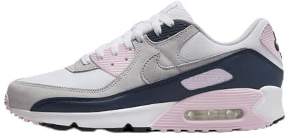 Nike Scarpe Air Max 90 Uomo (DM0029-106, Bianco/Pink Foam/Armory Navy/Wolf Grey), Bianco/Lupo Grigio-rosa Schiuma -Armory Navy, 44.5 EU