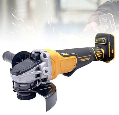 Amoladora angular inalámbrica compatible con batería de 20 V, amoladora inalámbrica con motor sin cepillo, protección de disco, 125 mm de diámetro, 3 velocidades 12000 RPM para lijado (máquina