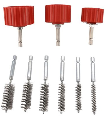 Povxlum Kupferrohr-Reiniger-Set für Bohrmaschine, Rohrreinigungsbürste, Reinigt Kupferrohre, Schläuche und Fittings zum Löten