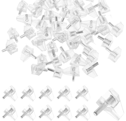 Molain 50 Stück Bodenträger 3mm, Regalbodenträger Einlegeboden Halter Kunststoff Fachbodenträger mit Stahlstift Regalstützstift für Möbel Bücherregale Schränke Holz Glas-Böden Regal Halter