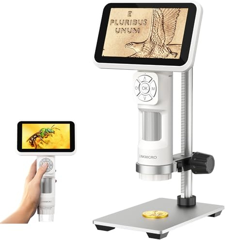 LINKMICRO LM115 Digitales Münzmikroskop mit 12,7 cm IPS-Bildschirm, 1080P-Video