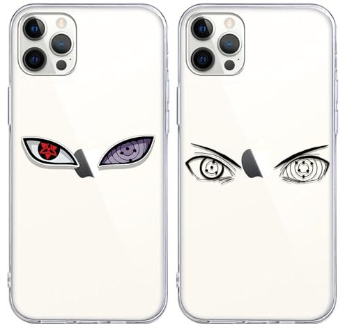 2 Stück transparent Handyhülle für Apple iPhone 12/iPhone 12 pro Hülle 6.1 Zoll, Anime Naruto Aesthetic Collection mit Motiv Designs Manga Case Schutz Schutzhülle Stoßfest TPU Weich Ultra Dünn Cover