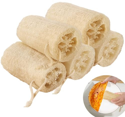 Luffa Schwamm, 5 Stücke Natürliche Luffa Gurke Schwamm, Luffa Peeling Biologisch Luffa Badeschwamm Duschschwamm Spülschwämme für Körperpflege Küche Bad Scrubber und Luffa Seife 12.1 cm