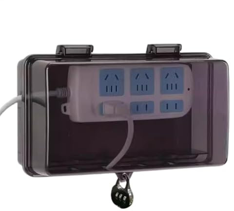 Outdoor Waterproof Plug Box - 6 Outlet Holes Rainproof Socket Box, Lockable Plug Board Storage | Electric Car Charging, Outdoor Socket Box, Waterproof Cable Box Cover Outdoor, Extension Cord Box