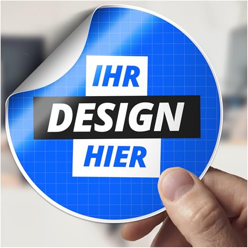 Aufkleber selbst gestalten (60 Stk) - Personalisierte Aufkleber ideal für Unternehmen Logos, Verpackung, Bilder, Aufkleber drucken lassen, Viele Größen und Formen, Robuste and Wasserfest