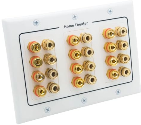 DIYTECH 12 Speaker Wall Plate, Home Theater Wall Plate, Gold Plated Binding Posts, Speaker Wall Plates, for Home Theater Wall Speaker Plate Setup