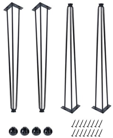 ManyiHome 40,6 cm Haarnadel-Tischbeine, Schwarz, Set mit 4 Schreibtischbeinen, 408 kg Tragkraft, Stangen für Couchtisch, Nachttisch, Schreibtisch, Bank, Schreibtisch (40,6 cm)