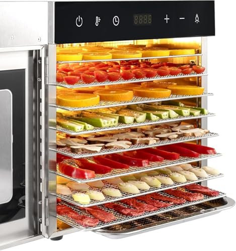 XINRISHENG Deshidratador de Alimentos de 10 bandejas para Frutas, Verduras, Carne, Ternera, secador de Alimentos eléctrico de 800 W con Control de Temperatura de 30-90 °C