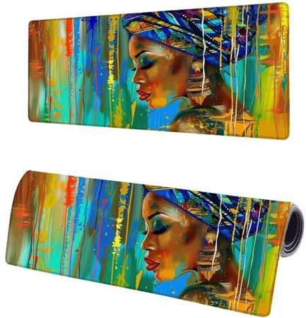 Large Mouse Mat Colorful, Extended XXL Woman Gaming Mouse Pad Desk Pad 600x300x3mm, Mouse Mat with Non-Slip Rubber Base, Soft Smooth Surface, Stitched Edges Mousepad, Improved Precision and Speed F-5