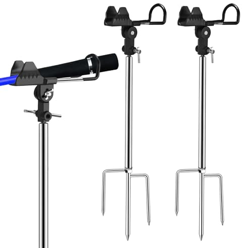 2 Stück Rutenhalter Angel,Edelsthl Angelrutenhalter,Edelsthl Universal Ruten,Angelrute Halter Aus Edelstahl,360° Verstellbar Hallter Für Angelruten Für Flussangeln,Strandangeln,Tragbar,Abnehmbar