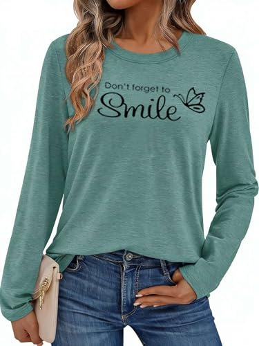Pawate Damen Langarmshirt Bedruck Oberteile Langarm Shirts Herbst Basic Tops Tunika