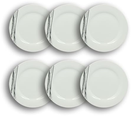 NOVASTYL - Lot 6 assiettes plates carbone 27cm en porcelaine blanc - 2614930