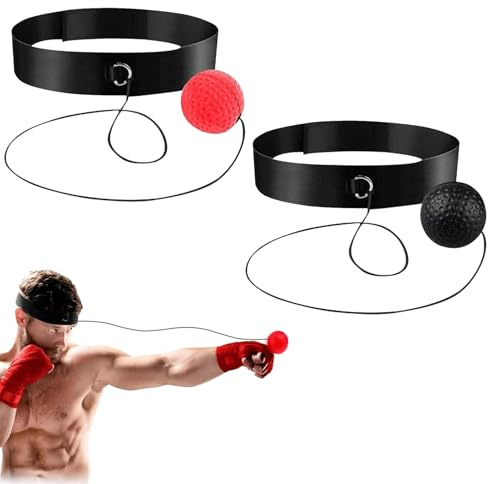 Boxbollen, Boxball, 2 Reflexball Mit 2 Verstellbares Stirnband, Boxtraining Trainingsgerät,Für Reaktion,Beweglichkeit,Auge-Hand-Koordination,Kampffähigkeit
