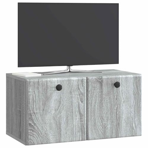 vidaXL Wandmontierter TV-Schrank 59,5 x 31 x 30 cm Grau Sonoma, Wohnzimmeraufbewahrung, moderner Schrank, Wand-TV-Ständer, rechteckiges Design, viel Platz, praktische Möbel