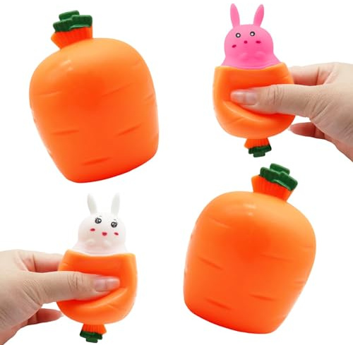 Carrot Squeeze Toy Pop-Up Carrot Rabbit Stress Relief Gadget 2-Pack For Boys Girls Anxiety Relief Party Favor Plastic