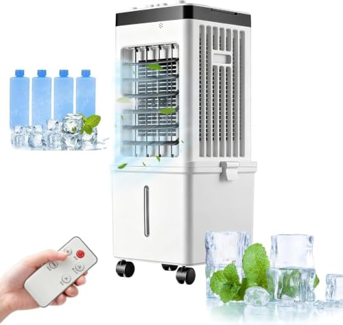 Condizionatore portatile con serbatoio dell'acqua rimovibile 15 litri, ventola raffreddamento,unità AC,3 velocità,telecomando,ventole raffreddamento A/C per casa, ufficio, camera letto