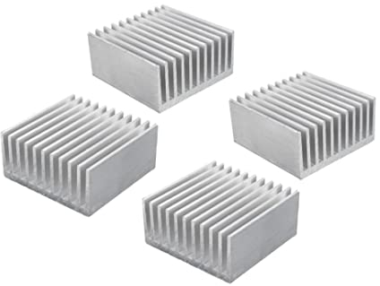 Easycargo 4 Stück 40mm Kühlkörper 40mmx40mmx20mm, silberfarbenes Aluminium-Kühlkörper-Set, Kühlkörper für 3D-Drucker Schrittmotor NEMA 17, TEC1-12706 Peltier Thermoelektrisches Kühler-Modul 40x40x20mm