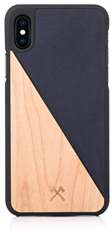 Woodcessories - Hülle kompatibel mit iPhone XS Max aus Echtholz - EcoSplit Case (Ahorn/Blau)
