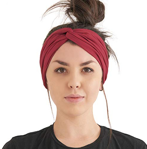 CHARM Turban Haarband Boho Style Damen - Sommer Stirnband Aus Damen Schweissband und Haareifen Headwrap Burgund