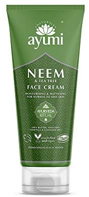 Ayumi Neem & Tea Tree Face Cream | Acne Cream with Witch Hazel | Oily Skin Moisturiser with Rosemary Oil | Moisturising Cream with Organic Shea Butter | Face Moisturiser for Men & Women | 1 x 100 ml