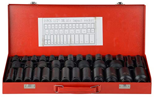 Juego de 35 llaves de vaso métricas de impacto profundo de 1/2 pulgada, 6 puntos, 8-32 mm, herramientas de garaje para coche