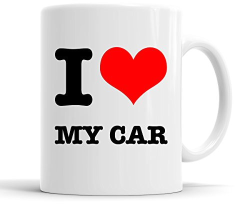 Personalised Customised I Love My car Funny I Heart Mug Cup Custom Message