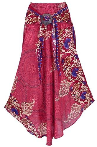 GURU SHOP Boho Sommerrock, Maxirock Hippie Chic - Rot, Damen, Synthetisch