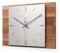 Kreative Feder Moderne Designer Holz Alu Funk Wanduhr leise Funkuhr ohne Ticken 35x25cm WEH002E-FL (Eiche, leises Funkuhrwerk)