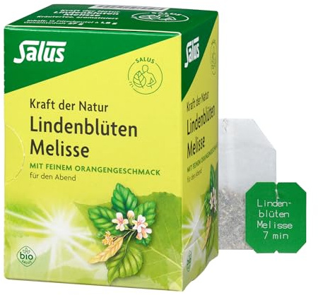 Salus Kraft der Natur Lindenblüten Melisse 1x 15 Filterbeutel (27g) – Bio-Kräutertee mit feinem Orangengeschmack – perfekt für den Abend