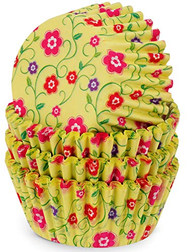 MoNiRo Papier Muffin Förmchen - Cupcake Backform aus Papier Motiv Garden Flower - Muffin Form - Cupcake Form - Papierförmchen - Cupcake Förmchen - Muffinform – Backförmchen - Muffinformen