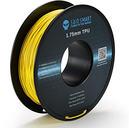 SainSmart Neon Color TPU, 1,75 mm flexibles TPU 3D-Druckerfilament 800 g, Maßgenauigkeit +/- 0,05 mm, Neongelb, leuchtend gelbe Farbe