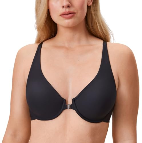 DELIMIRA Reggiseno Aperto Davanti Senza Cuciture Nero 4C