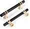YODB 6PCS 96mm Kitchen Cupboard Handle, Cabinet Door T Bar Handle Zinc Alloy Solid Pull Handles for Cupboard Drawer Wardrobe Furniture Sideboard with Screws - Black with Golden Base