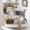 8-Piece Farmhouse Coffee Bar Decor Set - Tiered Tray, Mini Coffee Mug Signs, Wooden Beads Garland for Rustic Kitchen Table Decoration