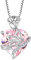 FJ Collier Pierre de Naissance Octobre Collier Tourmaline Rose pour Femme Argent Sterling 925 Pendentif Papillon Collier Fleur Rose Coeur Bijoux Cadeaux pour Maman Épouse Femme Fille