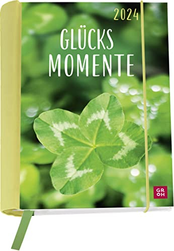 Buchkalender 2024: Glücksmomente: Wochenkalender mit 12 Postkarten (Terminplaner für die Handtasche) mit Leseband, Spiralbindung, Gummiband und Einstecktasche