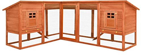 HOMIUSE Kaninchenstall mit Freilauf Braun Tanne Massivholz Hasenstall Meerschweinchen Haus Hasen ZubehöR Meerschweinchen KäFig Hasenstall DraußEn Winterfest HasenkäFig Kaninchenhaus 250x192x105 cm