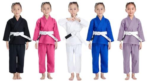 JUST YEARN Kinder BJJ Gi, Jugend IBJJF Kinder Studenten Brazilian Jiujitsu Gi Kimono vorgewaschener Stoff, Weiss/opulenter Garten, M3