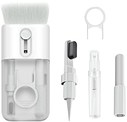 Keyboard Cleaner Kit (6in1)Earphone Cleaner Kit with Brush Spong Pen Nibs for Electronic Cleaning Cellphone Hole Earbuds Monitor (White)
