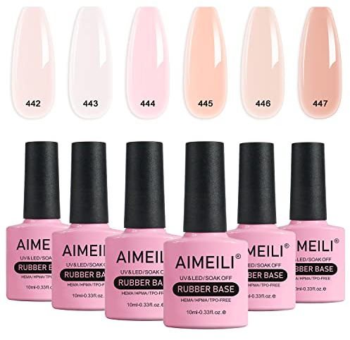 AIMEILI Rubber Base Gel Set 6pcs Rubber Base Coat Soak Off UV LED Nägel Unterlack Gel Nagellack Maniküre Kit 6 * 10ml - 46