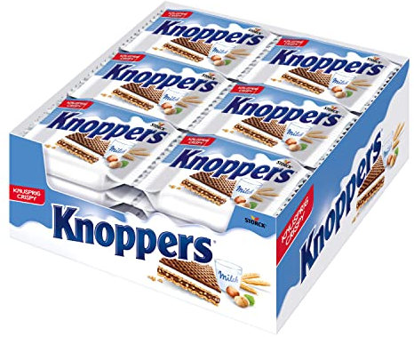 Knoppers (24x25g) - Barquillos rellenos con crema de leche y crema de avellanas