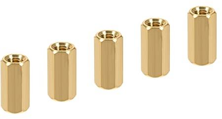 YOKIVE 5 pcs M5 Espaceurs, Laiton Hex pcB Entretoises Écrous, Conserver Hauteur Cohérent, Excellent pour Carte Mère, Circuit Carte, Électronique (Or Tone, 15mm)