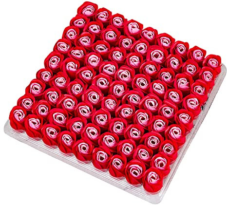 81 Stück Rose Seife Blume, Künstliche Rosen Duftseifen Mini Rosenkopf Rosenblüten in Geschenkbox Flora duftende Seife Rose Blume Geschenk für Jahrestag Geburtstag Hochzeit Valentinstag Box