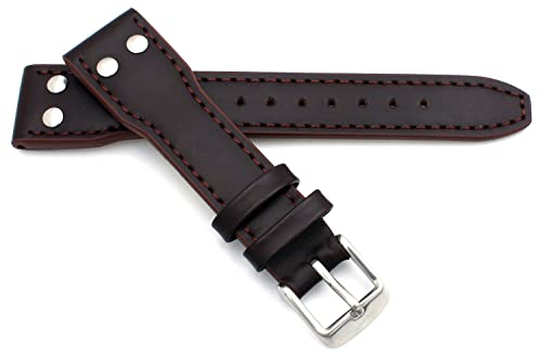 Sulla 22mm Herren Leder Uhrenarmband Pilot IW Flieger Style dunkelbraun
