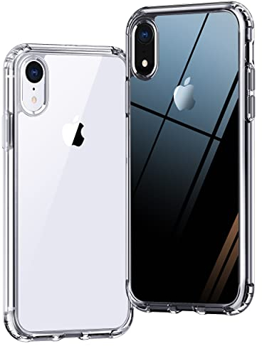 ONES iPhone XR HD Durchsichtig Dünn Hart Hülle『Stoßfest Airbag Militärstandard』『Erhöhte Kanten Schutz Kamera Bildschirm』[Anti-Gelb] [rutschfest], PC + TPU Hybrid Silikonhülle für Apple 6,1 Zoll
