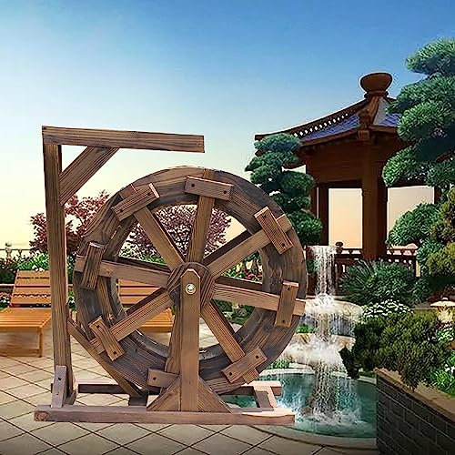 XTGDIEM Retro Wasserrad Brunnen Holz Wasserfall Brunnen Garten Garten Dekoration Unabhängige Teich Brunnen Wasserpumpe Outdoor Indoor Balkon (Size : 80cm(31.5inch))