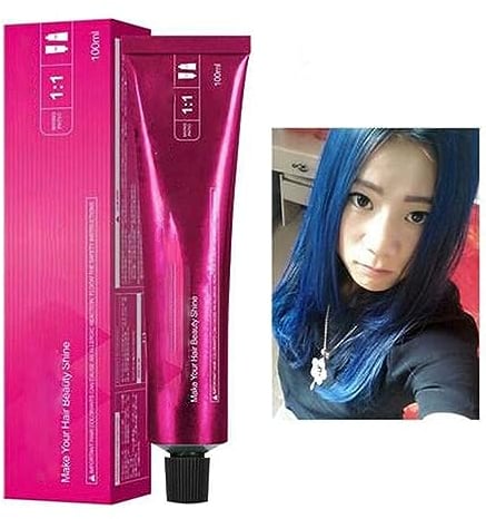 Haarfärbemittel Mildes, sicheres Haarfärbeshampoo, langanhaltende Wirkung, verblasst nicht leicht, Haarfärbemittel für dunkles Haar ohne Bleichmittel (Blue)